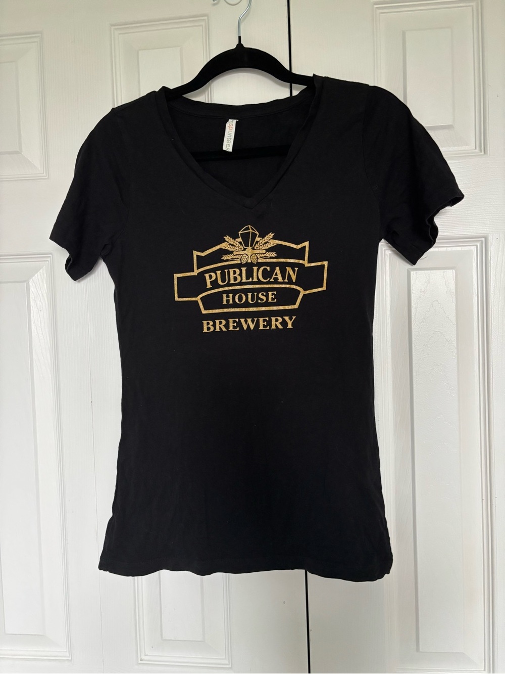 Women's Black V-Neck Logo Tee